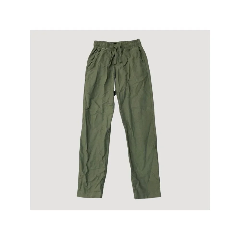 Vintage & Black Men's S Green Cotton Linen Blend Drawstring Pants
